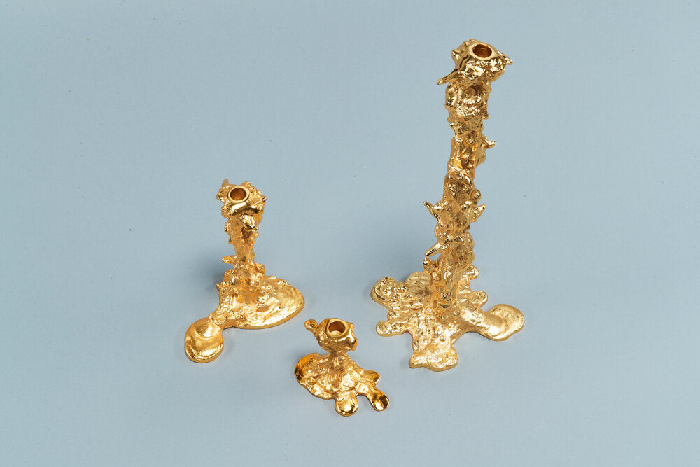 Pols Potten Drip lysestage, S - guldfarvet - Bahne